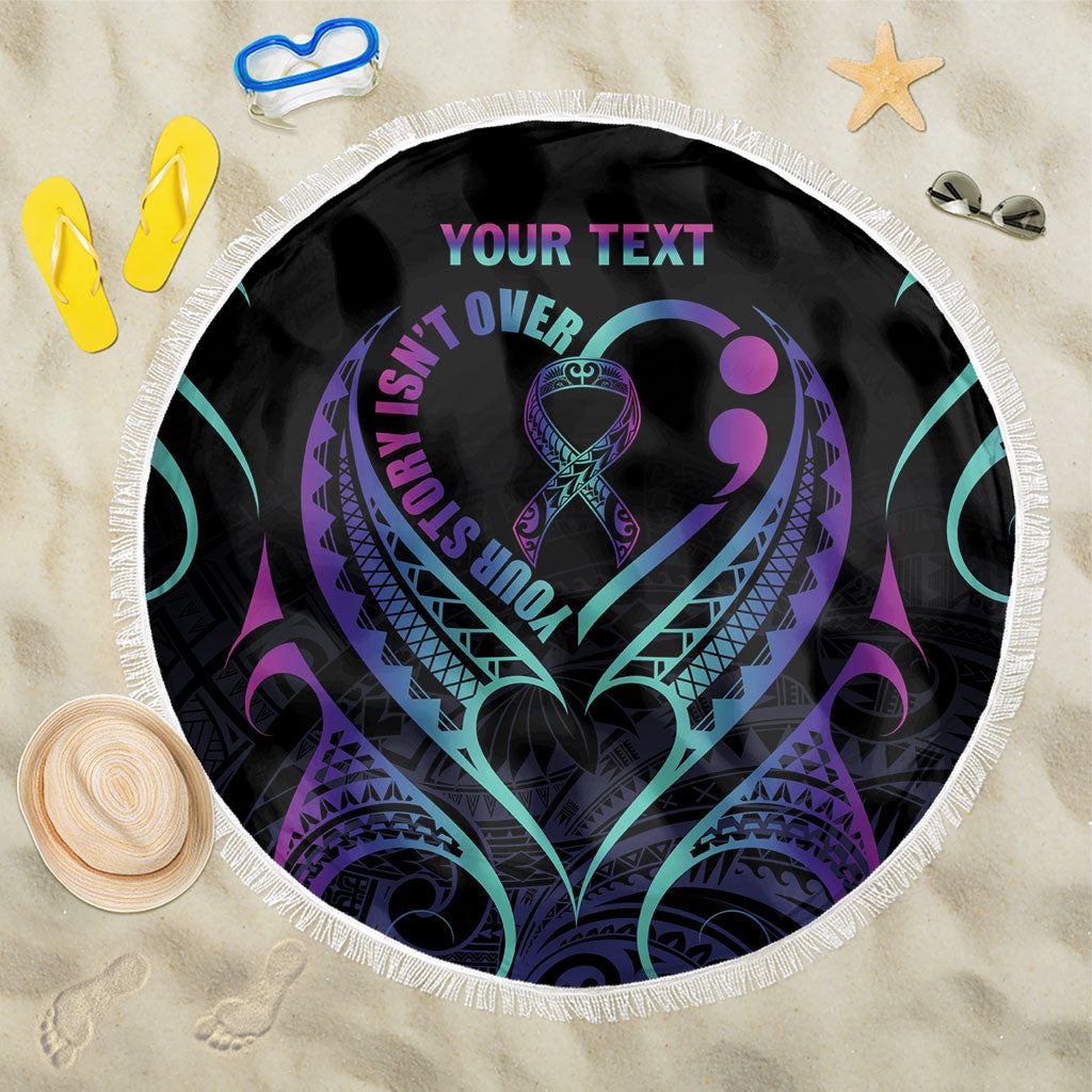 Personalised Your Story Isn't Over Beach Blanket Suicide Prevention Support Semicolon Polynesian Heart