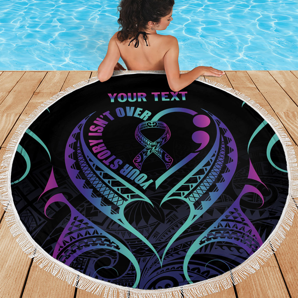 Personalised Your Story Isn't Over Beach Blanket Suicide Prevention Support Semicolon Polynesian Heart