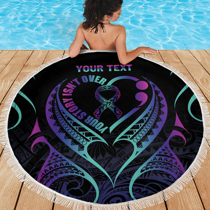Personalised Your Story Isn't Over Beach Blanket Suicide Prevention Support Semicolon Polynesian Heart