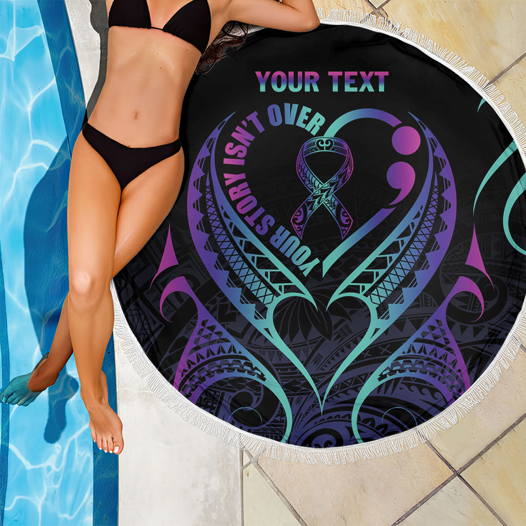 Personalised Your Story Isn't Over Beach Blanket Suicide Prevention Support Semicolon Polynesian Heart