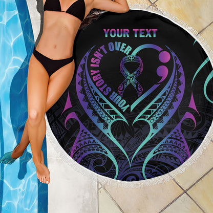 Personalised Your Story Isn't Over Beach Blanket Suicide Prevention Support Semicolon Polynesian Heart