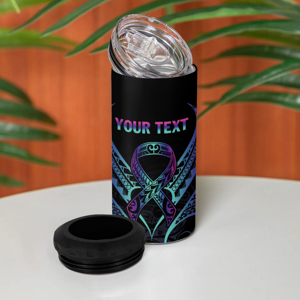 Personalised Your Story Isn't Over 4 in 1 Can Cooler Tumbler Suicide Prevention Support Semicolon Polynesian Heart