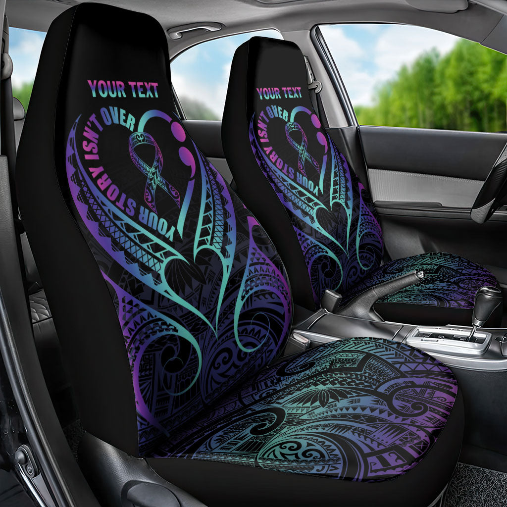 Personalised Your Story Isn't Over Car Seat Cover Suicide Prevention Support Semicolon Polynesian Heart