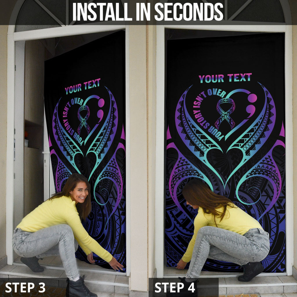 Personalised Your Story Isn't Over Door Cover Suicide Prevention Support Semicolon Polynesian Heart
