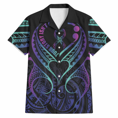 Personalised Your Story Isn't Over Hawaiian Shirt Suicide Prevention Support Semicolon Polynesian Heart