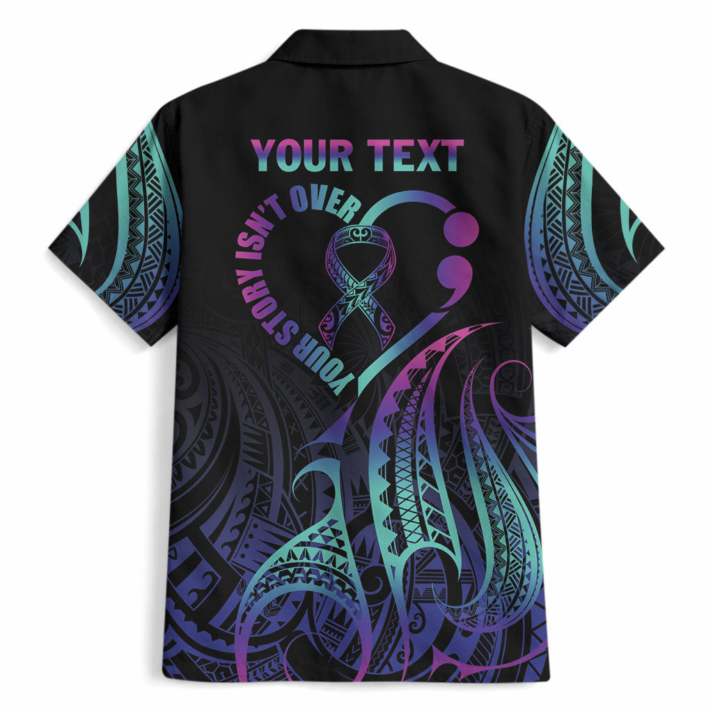 Personalised Your Story Isn't Over Hawaiian Shirt Suicide Prevention Support Semicolon Polynesian Heart