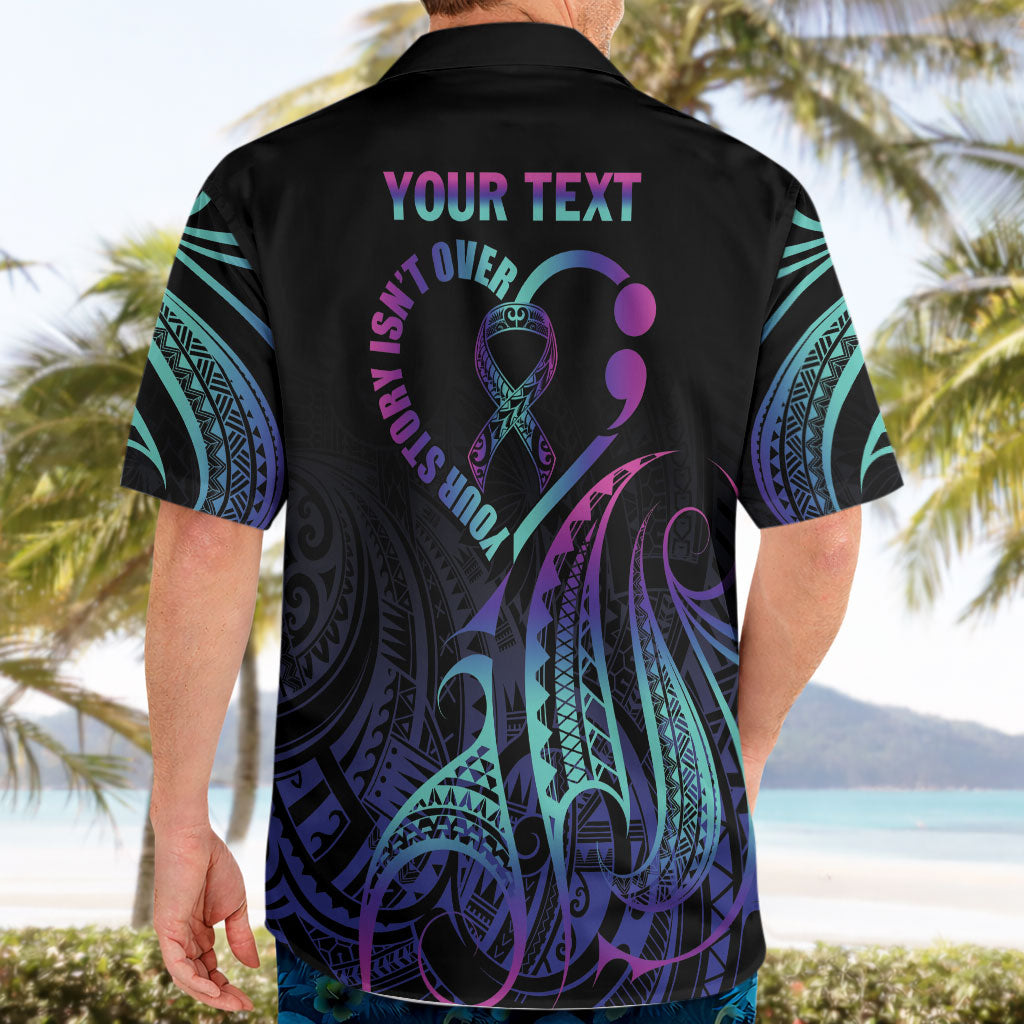 Personalised Your Story Isn't Over Hawaiian Shirt Suicide Prevention Support Semicolon Polynesian Heart