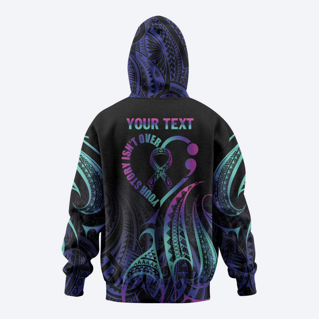 Personalised Your Story Isn't Over Hoodie Suicide Prevention Support Semicolon Polynesian Heart