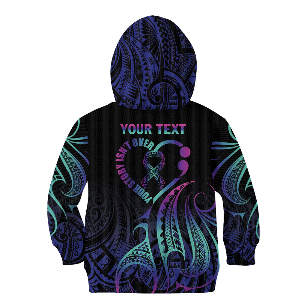 Personalised Your Story Isn't Over Kid Hoodie Suicide Prevention Support Semicolon Polynesian Heart