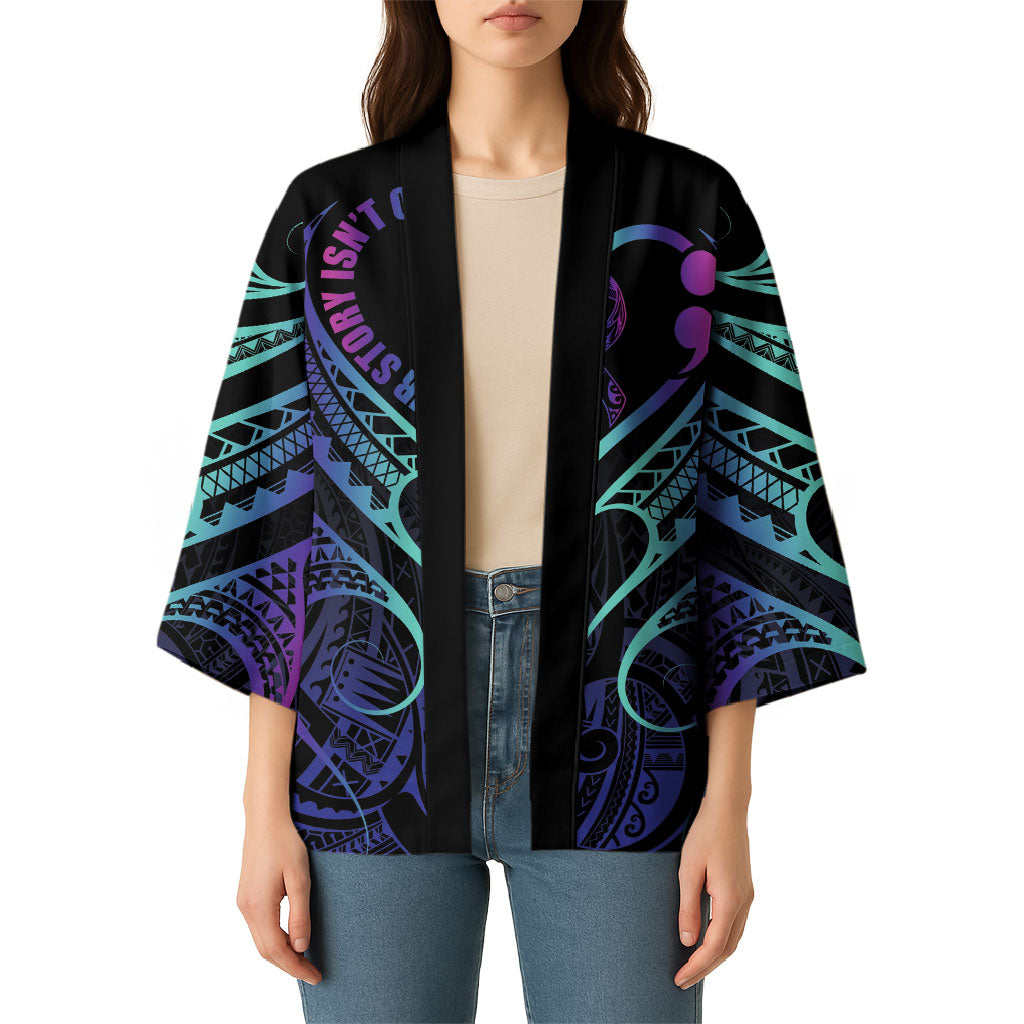 Personalised Your Story Isn't Over Kimono Suicide Prevention Support Semicolon Polynesian Heart
