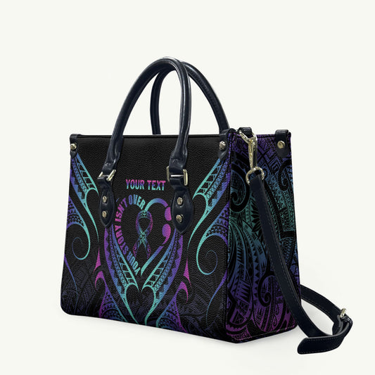 Personalised Your Story Isn't Over Leather Bag Suicide Prevention Support Semicolon Polynesian Heart