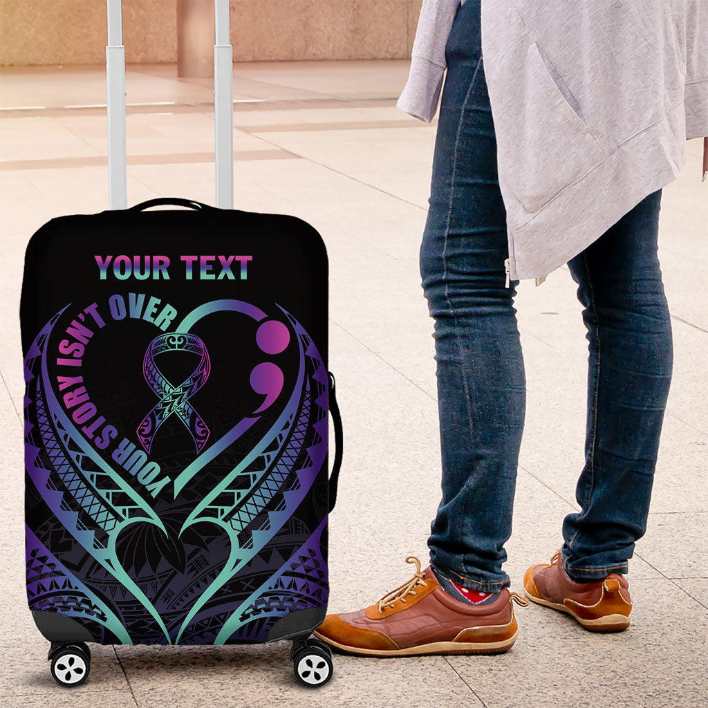 Personalised Your Story Isn't Over Luggage Cover Suicide Prevention Support Semicolon Polynesian Heart