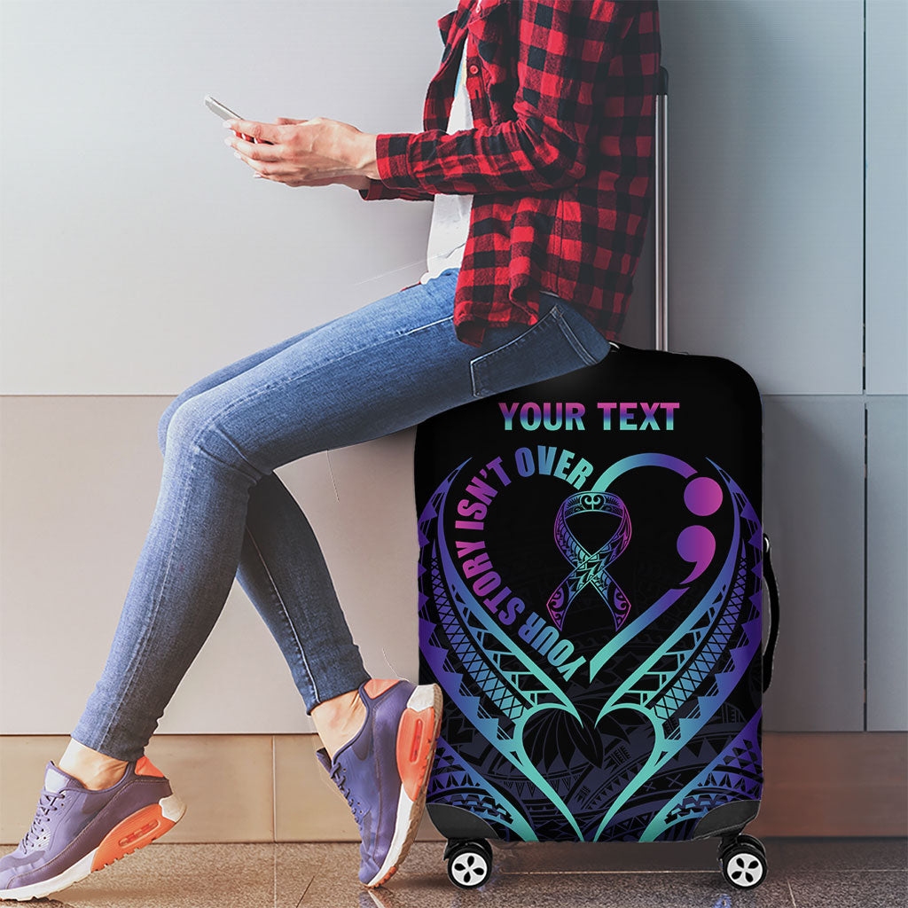 Personalised Your Story Isn't Over Luggage Cover Suicide Prevention Support Semicolon Polynesian Heart
