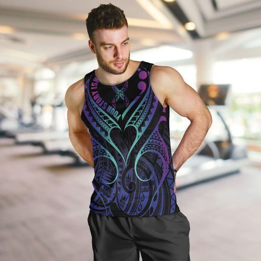 Personalised Your Story Isn't Over Men Tank Top Suicide Prevention Support Semicolon Polynesian Heart