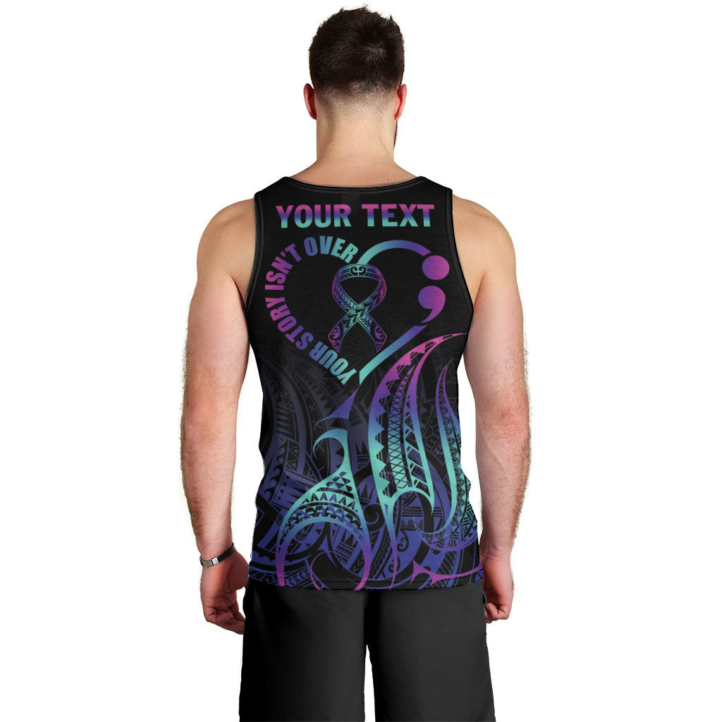 Personalised Your Story Isn't Over Men Tank Top Suicide Prevention Support Semicolon Polynesian Heart