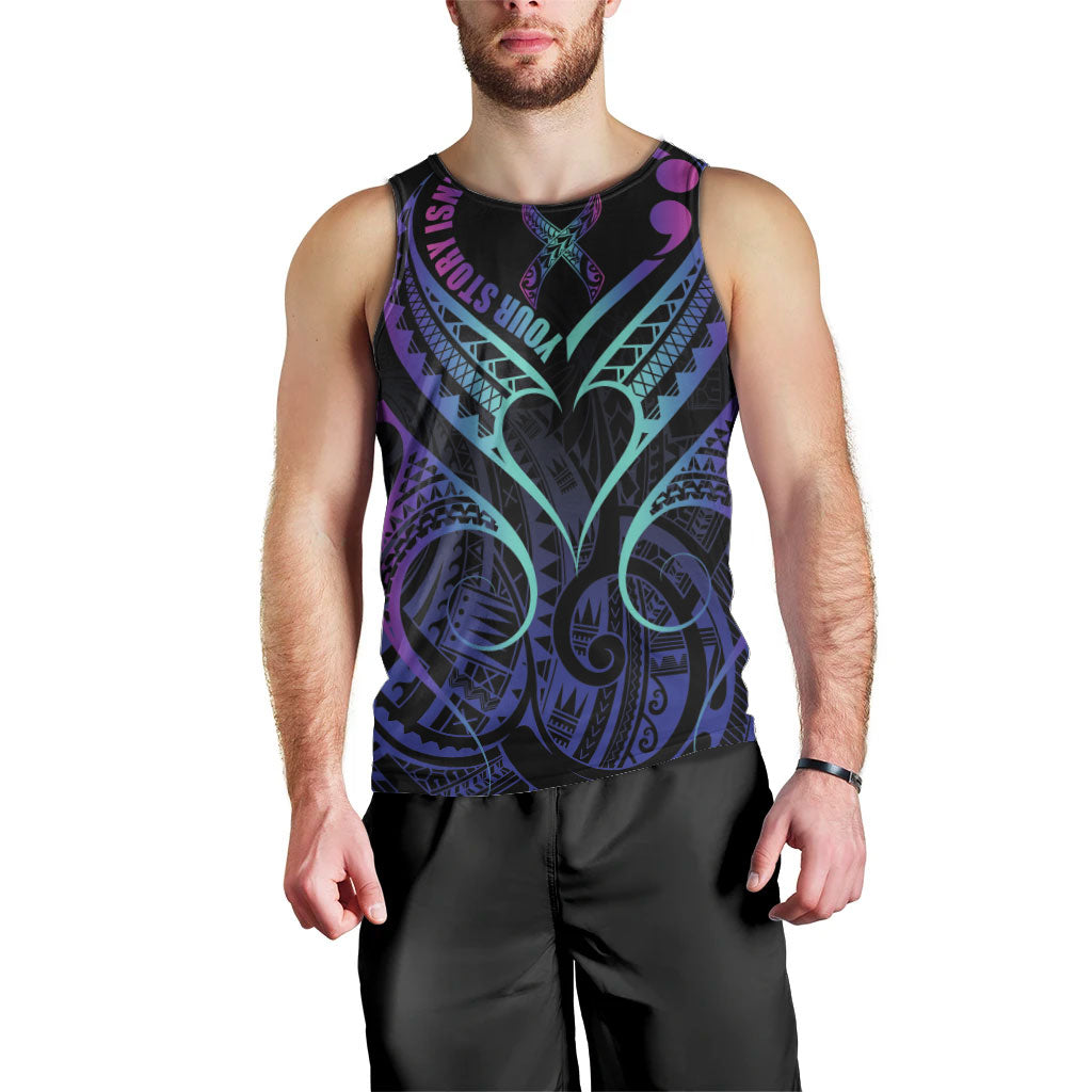 Personalised Your Story Isn't Over Men Tank Top Suicide Prevention Support Semicolon Polynesian Heart