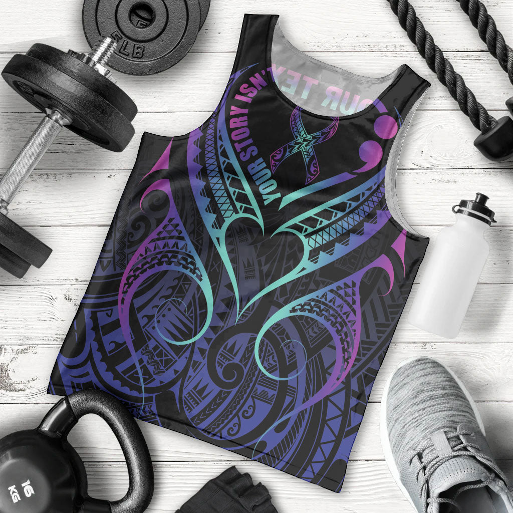 Personalised Your Story Isn't Over Men Tank Top Suicide Prevention Support Semicolon Polynesian Heart