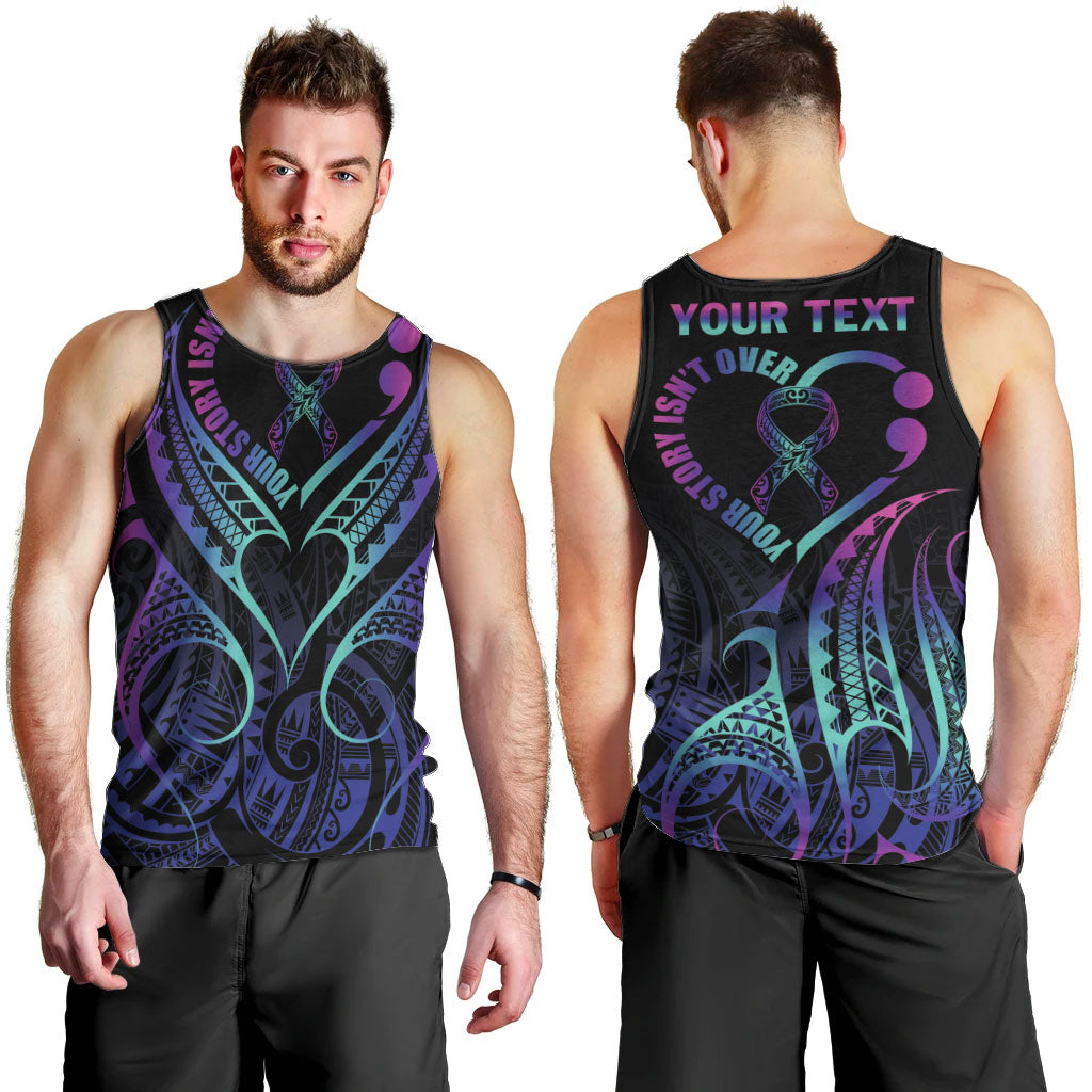 Personalised Your Story Isn't Over Men Tank Top Suicide Prevention Support Semicolon Polynesian Heart