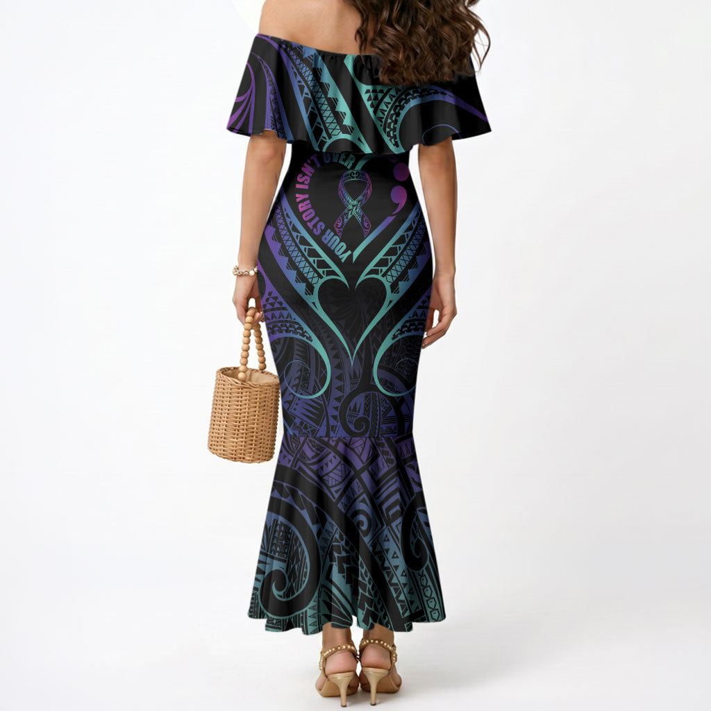 Personalised Your Story Isn't Over Mermaid Dress Suicide Prevention Support Semicolon Polynesian Heart