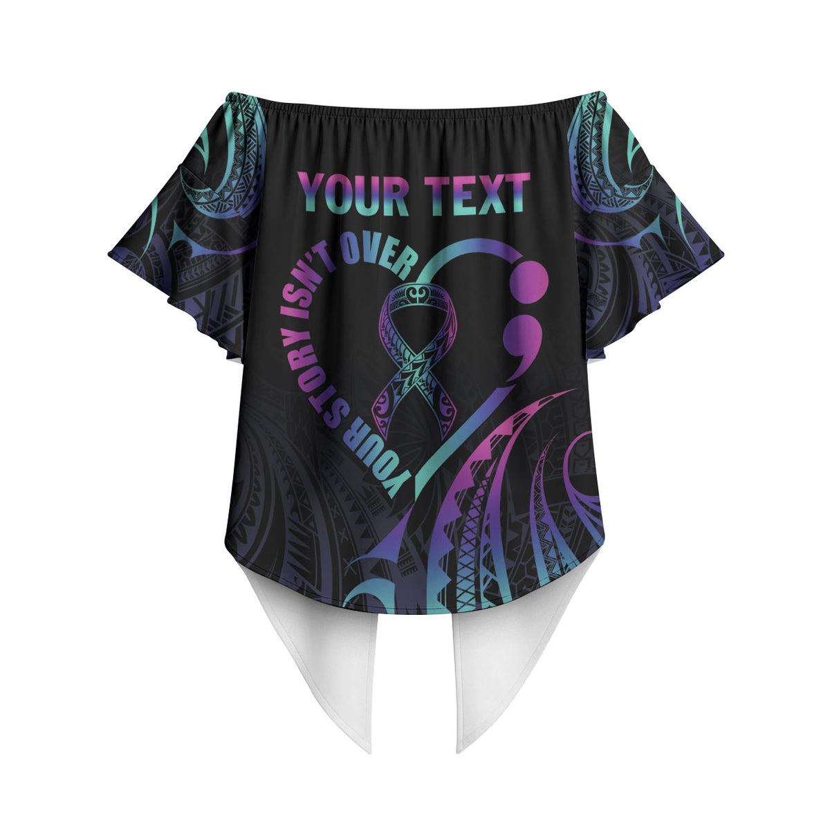 Personalised Your Story Isn't Over Off Shoulder Wrap Waist Top Suicide Prevention Support Semicolon Polynesian Heart
