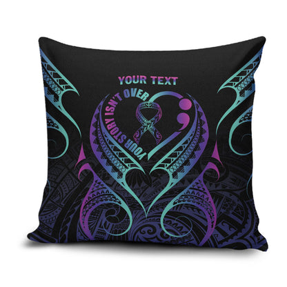 Personalised Your Story Isn't Over Pillow Cover Suicide Prevention Support Semicolon Polynesian Heart