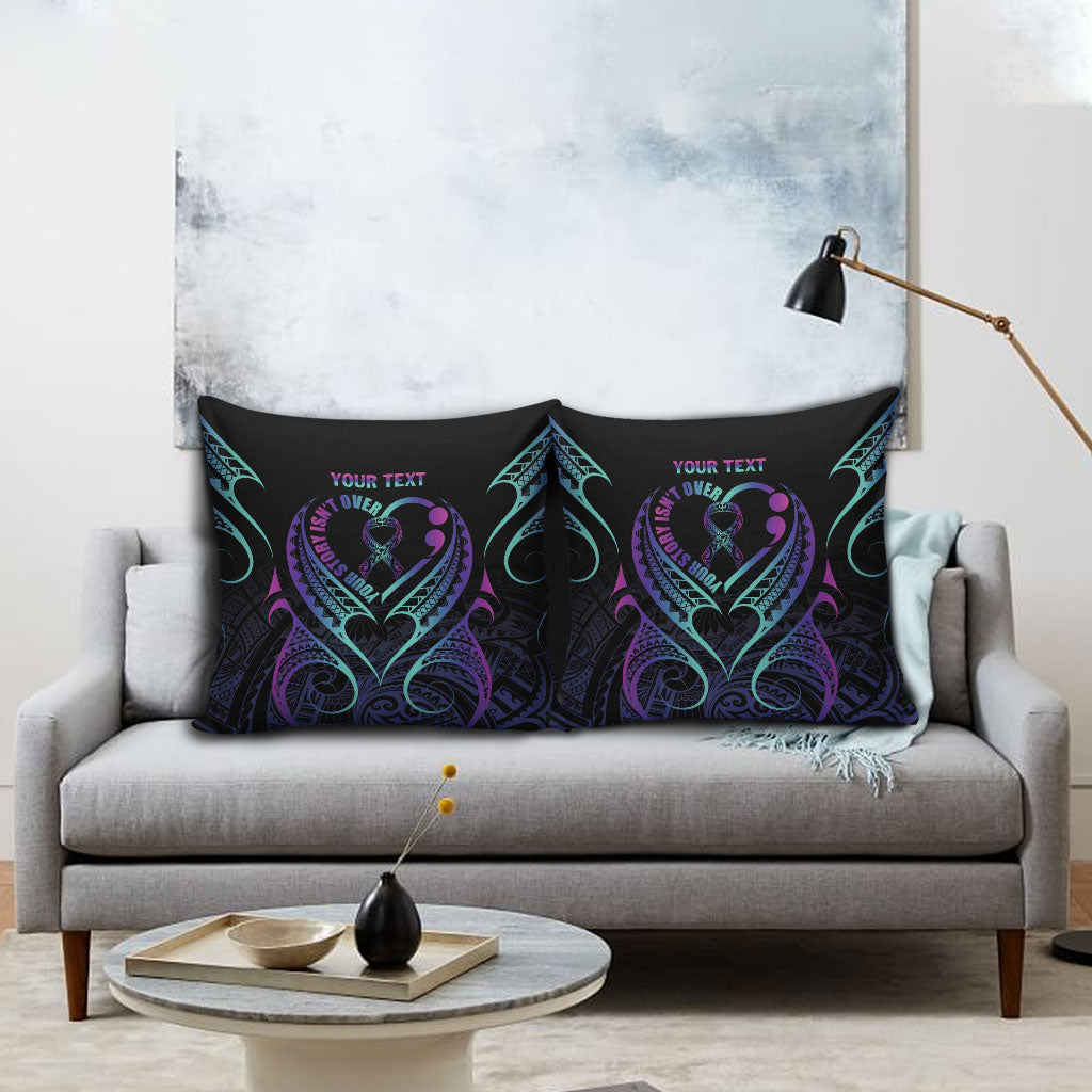 Personalised Your Story Isn't Over Pillow Cover Suicide Prevention Support Semicolon Polynesian Heart