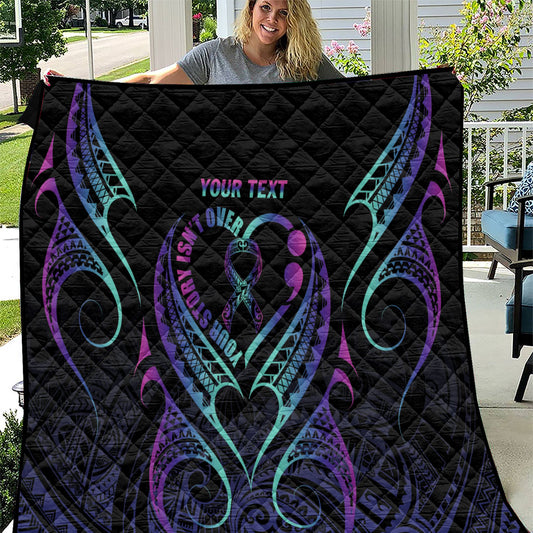 Personalised Your Story Isn't Over Quilt Suicide Prevention Support Semicolon Polynesian Heart