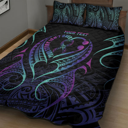Personalised Your Story Isn't Over Quilt Bed Set Suicide Prevention Support Semicolon Polynesian Heart