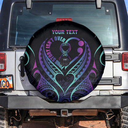 Personalised Your Story Isn't Over Spare Tire Cover Suicide Prevention Support Semicolon Polynesian Heart