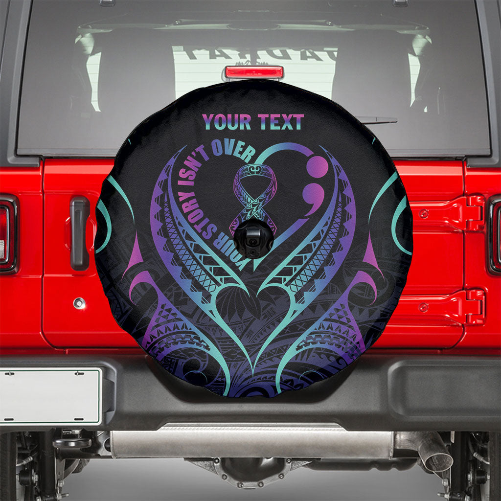 Personalised Your Story Isn't Over Spare Tire Cover Suicide Prevention Support Semicolon Polynesian Heart