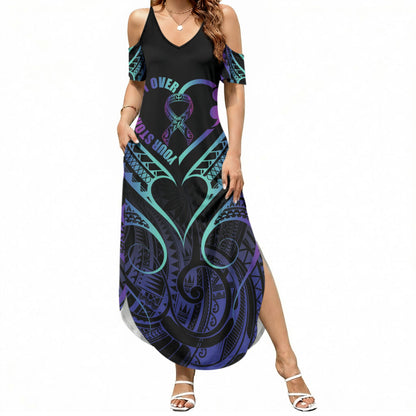Personalised Your Story Isn't Over Summer Maxi Dress Suicide Prevention Support Semicolon Polynesian Heart