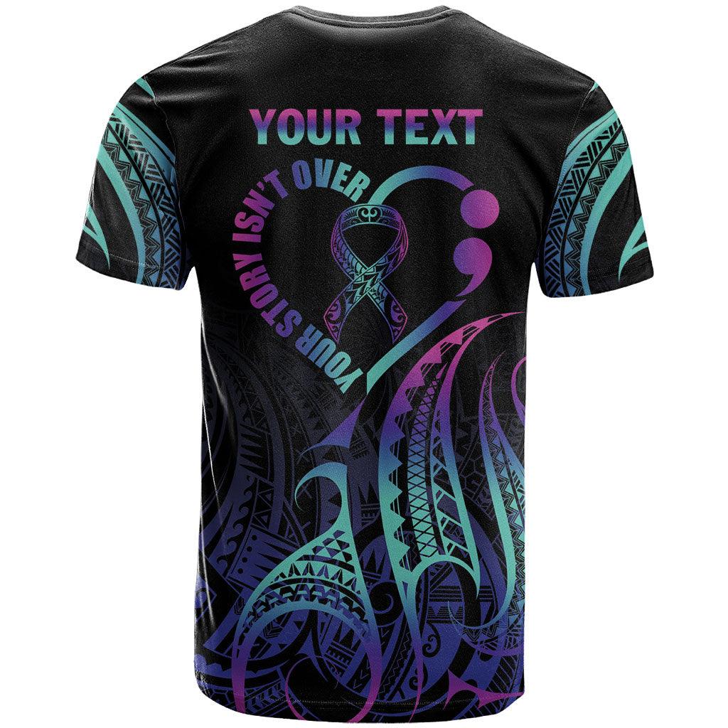 Personalised Your Story Isn't Over T Shirt Suicide Prevention Support Semicolon Polynesian Heart