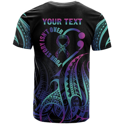 Personalised Your Story Isn't Over T Shirt Suicide Prevention Support Semicolon Polynesian Heart