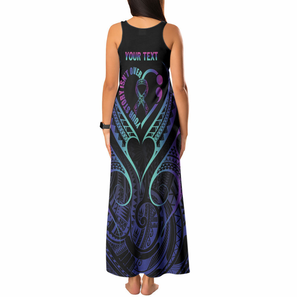 Personalised Your Story Isn't Over Tank Maxi Dress Suicide Prevention Support Semicolon Polynesian Heart