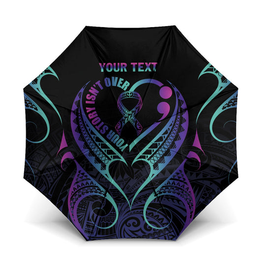 Personalised Your Story Isn't Over Umbrella Suicide Prevention Support Semicolon Polynesian Heart