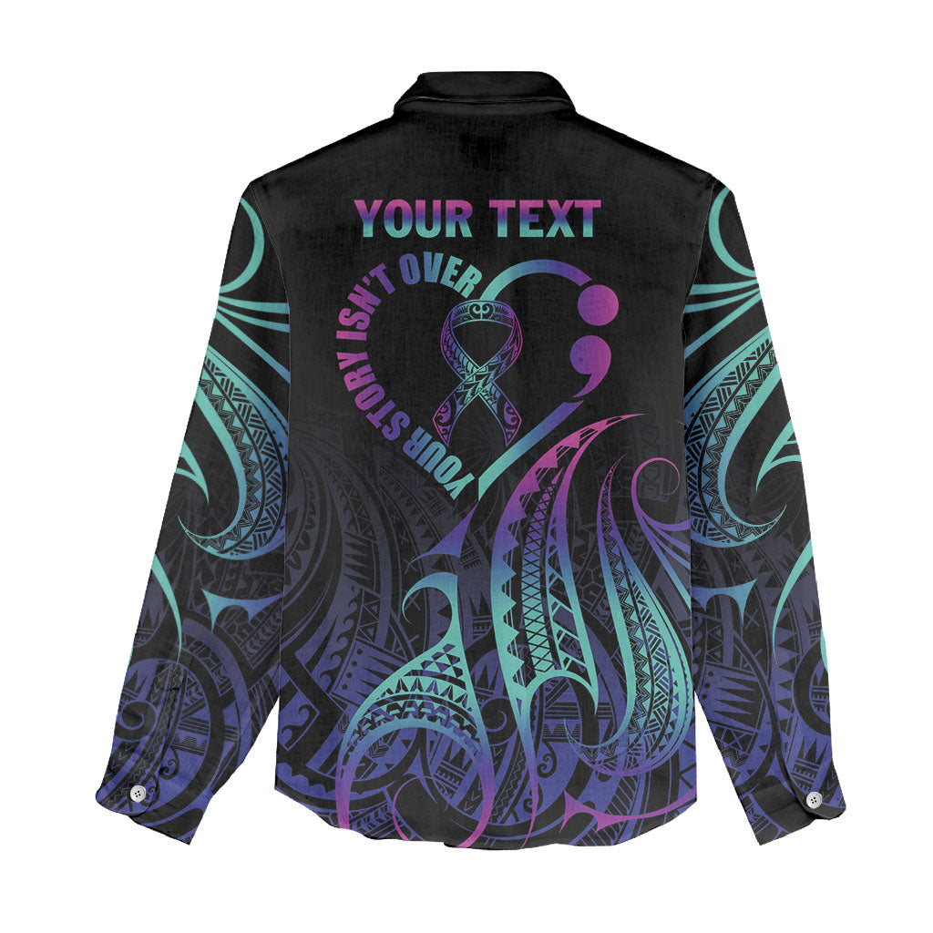 Personalised Your Story Isn't Over Women Casual Shirt Suicide Prevention Support Semicolon Polynesian Heart