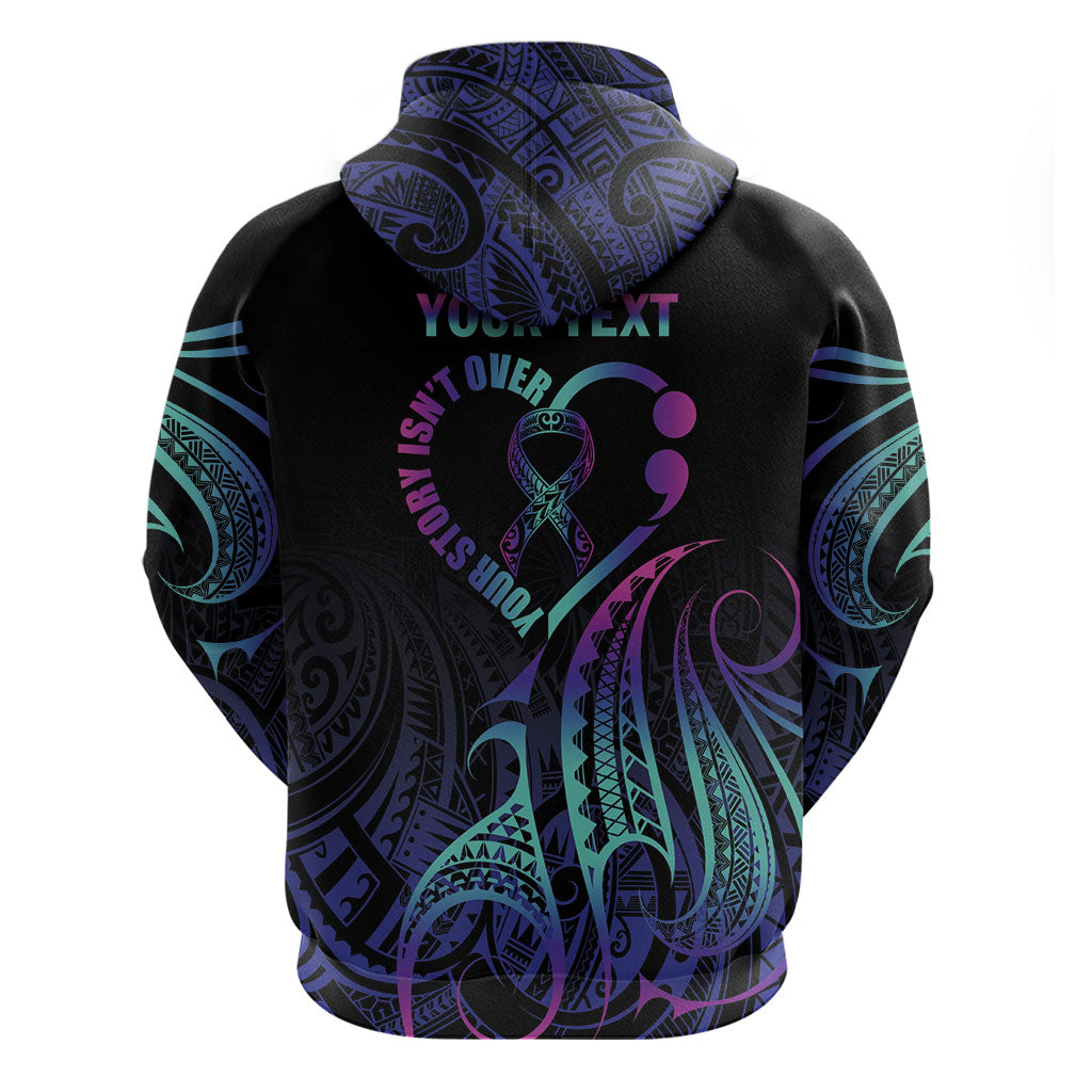 Personalised Your Story Isn't Over Zip Hoodie Suicide Prevention Support Semicolon Polynesian Heart
