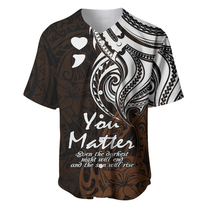 You Matter Suicide Prevention Support Baseball Jersey Gold Polynesian Tribal