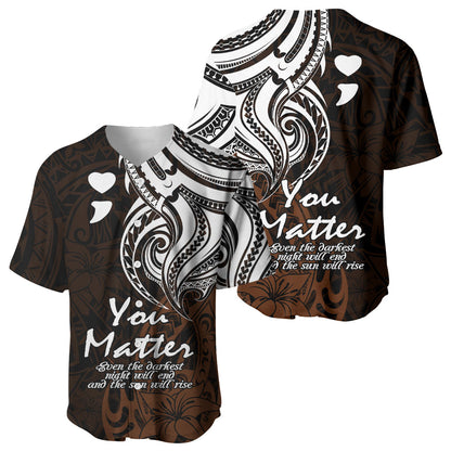 You Matter Suicide Prevention Support Baseball Jersey Gold Polynesian Tribal