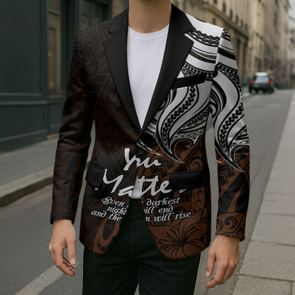 You Matter Suicide Prevention Support Blazer Gold Polynesian Tribal