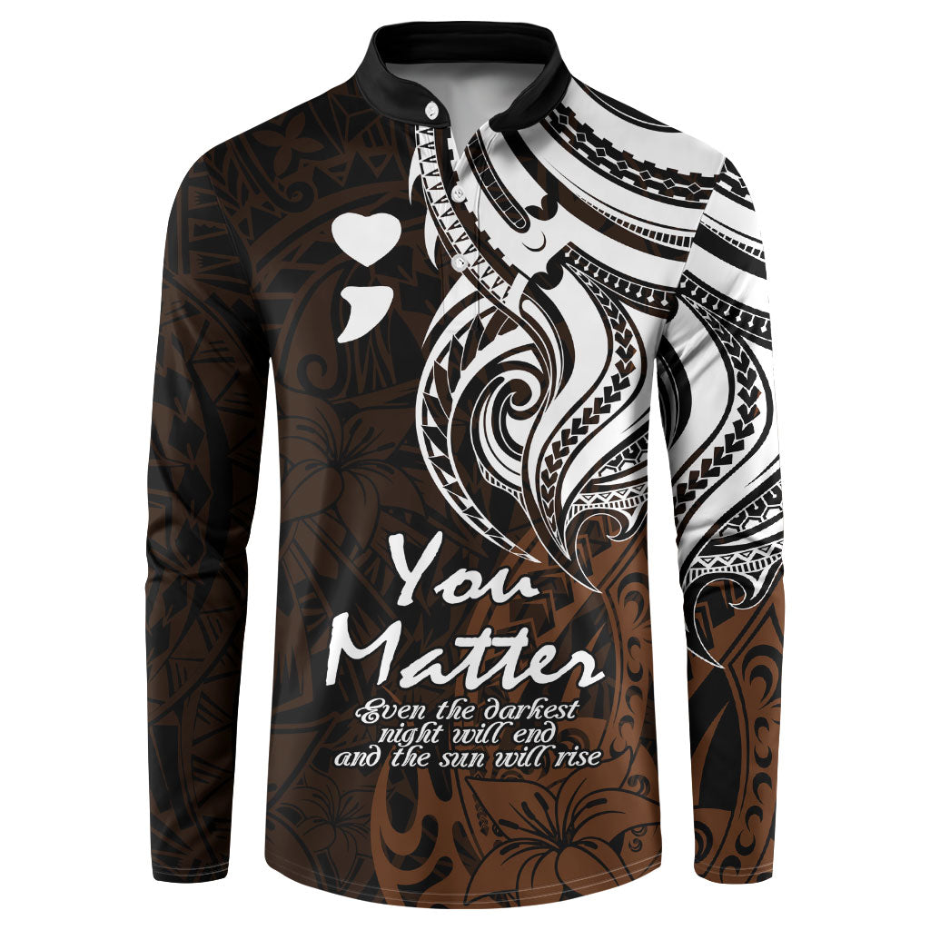 You Matter Suicide Prevention Support Button Sweatshirt Gold Polynesian Tribal