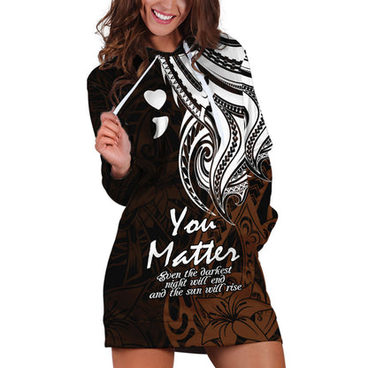 You Matter Suicide Prevention Support Hoodie Dress Gold Polynesian Tribal