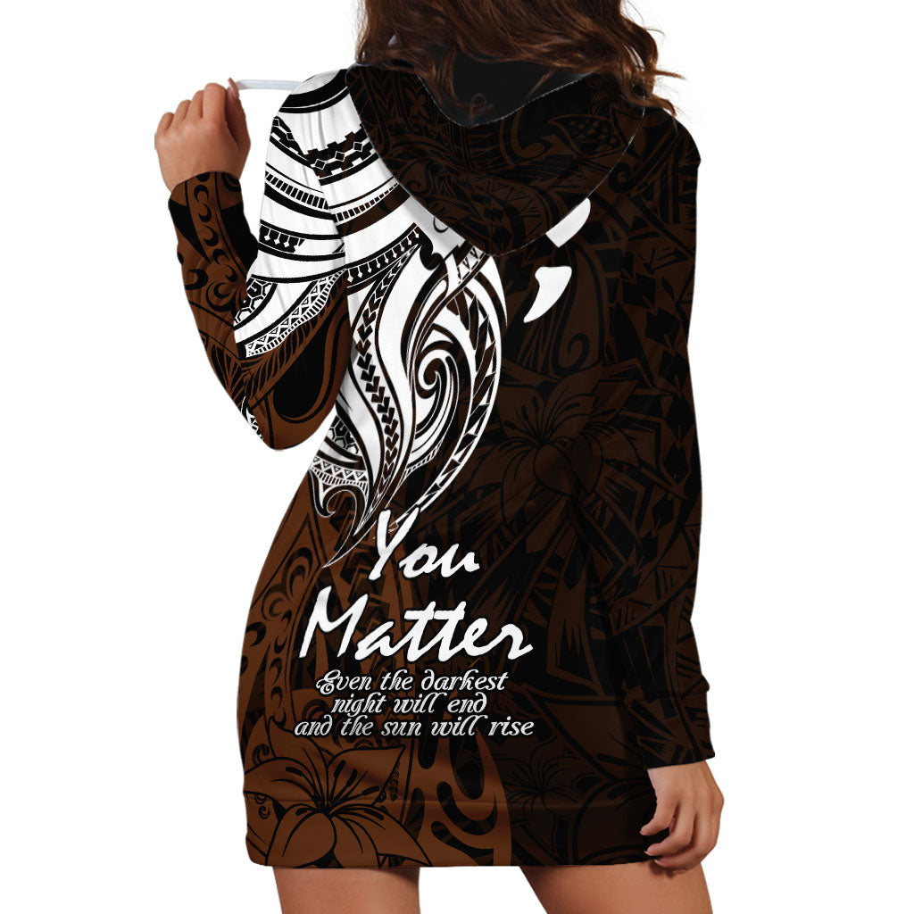 You Matter Suicide Prevention Support Hoodie Dress Gold Polynesian Tribal