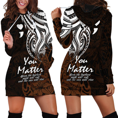 You Matter Suicide Prevention Support Hoodie Dress Gold Polynesian Tribal