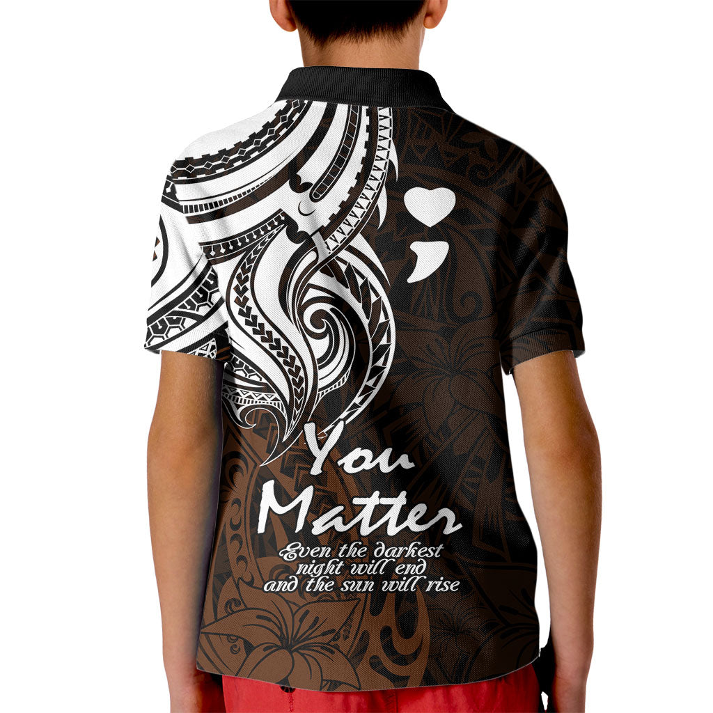 You Matter Suicide Prevention Support Kid Polo Shirt Gold Polynesian Tribal