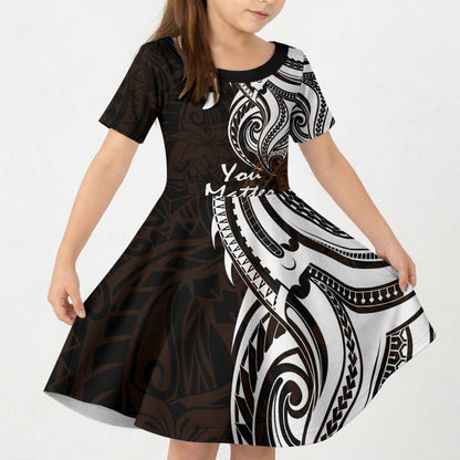 You Matter Suicide Prevention Support Kid Short Sleeve Dress Gold Polynesian Tribal