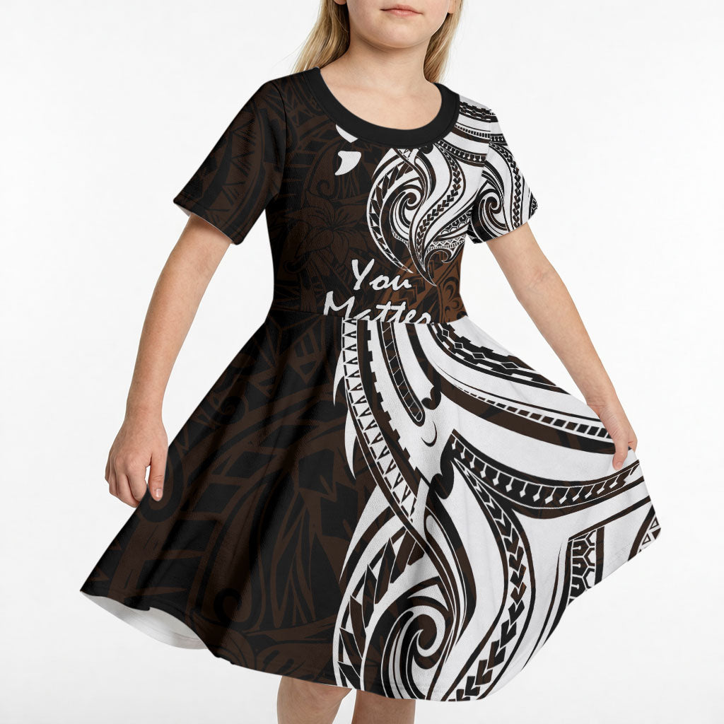 You Matter Suicide Prevention Support Kid Short Sleeve Dress Gold Polynesian Tribal