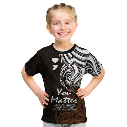 You Matter Suicide Prevention Support Kid T Shirt Gold Polynesian Tribal
