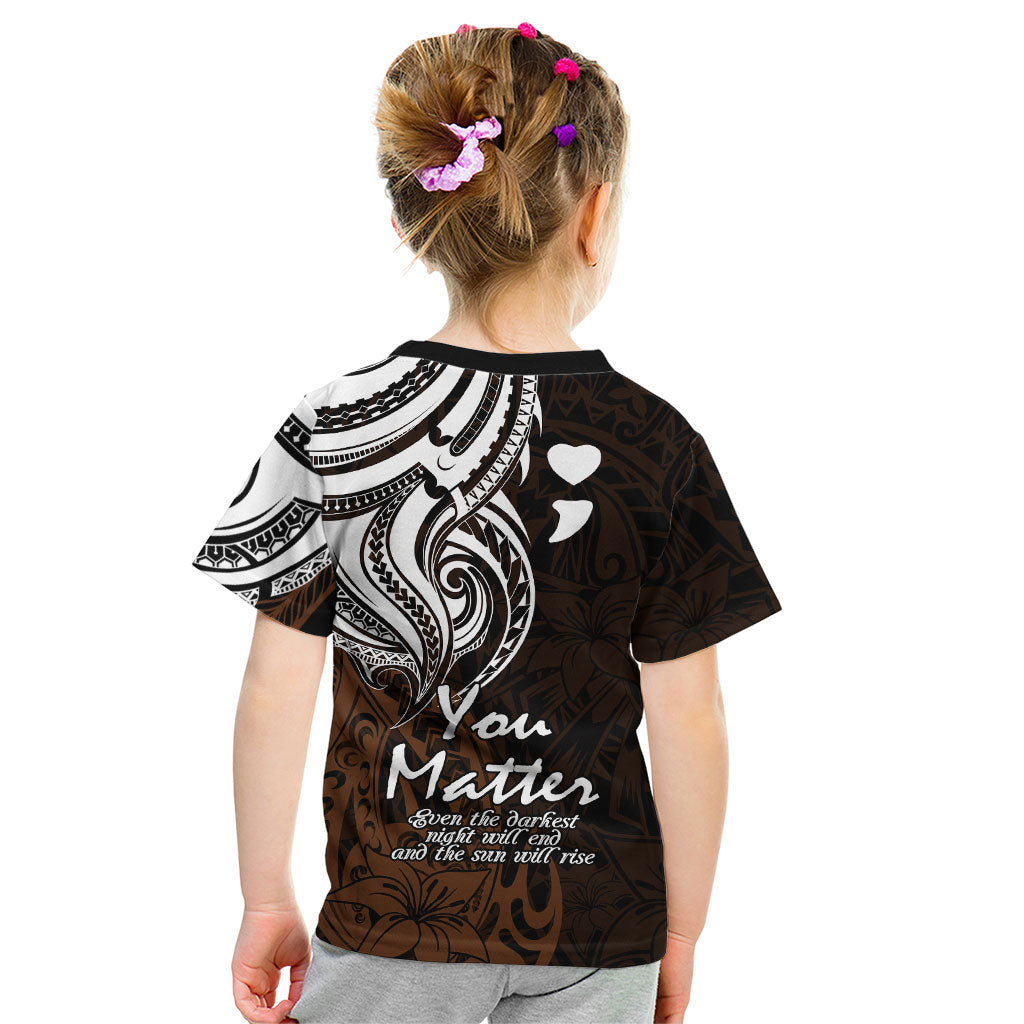 You Matter Suicide Prevention Support Kid T Shirt Gold Polynesian Tribal