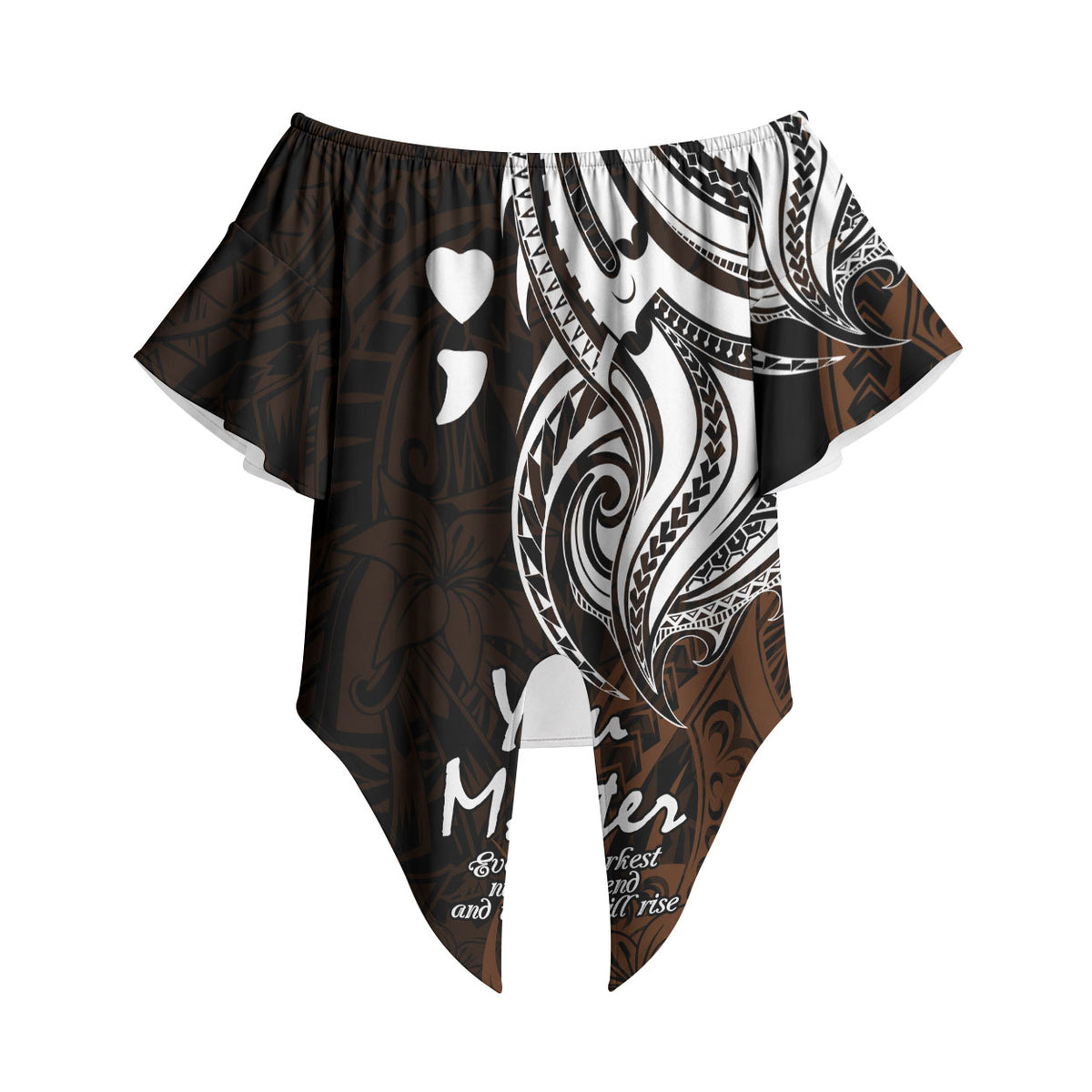 You Matter Suicide Prevention Support Off Shoulder Wrap Waist Top Gold Polynesian Tribal